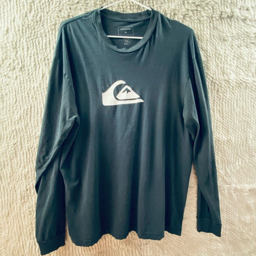 Quiksilver Logo Men's Long Sleeve Surf Tee Shirt Black Large